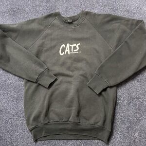 Vintage Screen Stars Cats Sweatshirt Mens XL Green Crewneck Graphic Pullover 90s